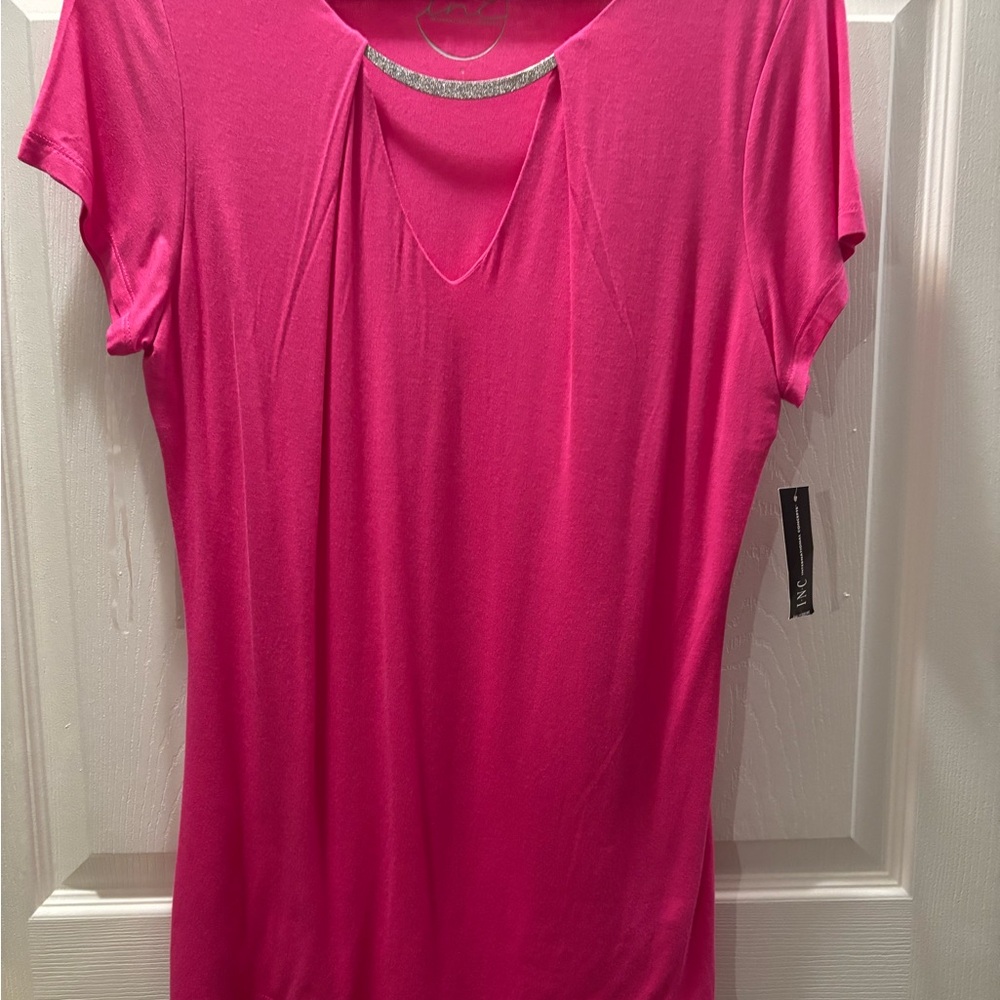 INC Pink Cut Out Short Sleeve Tee